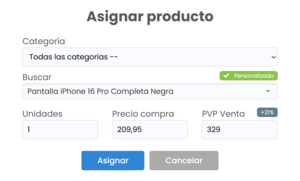 Asignar producto